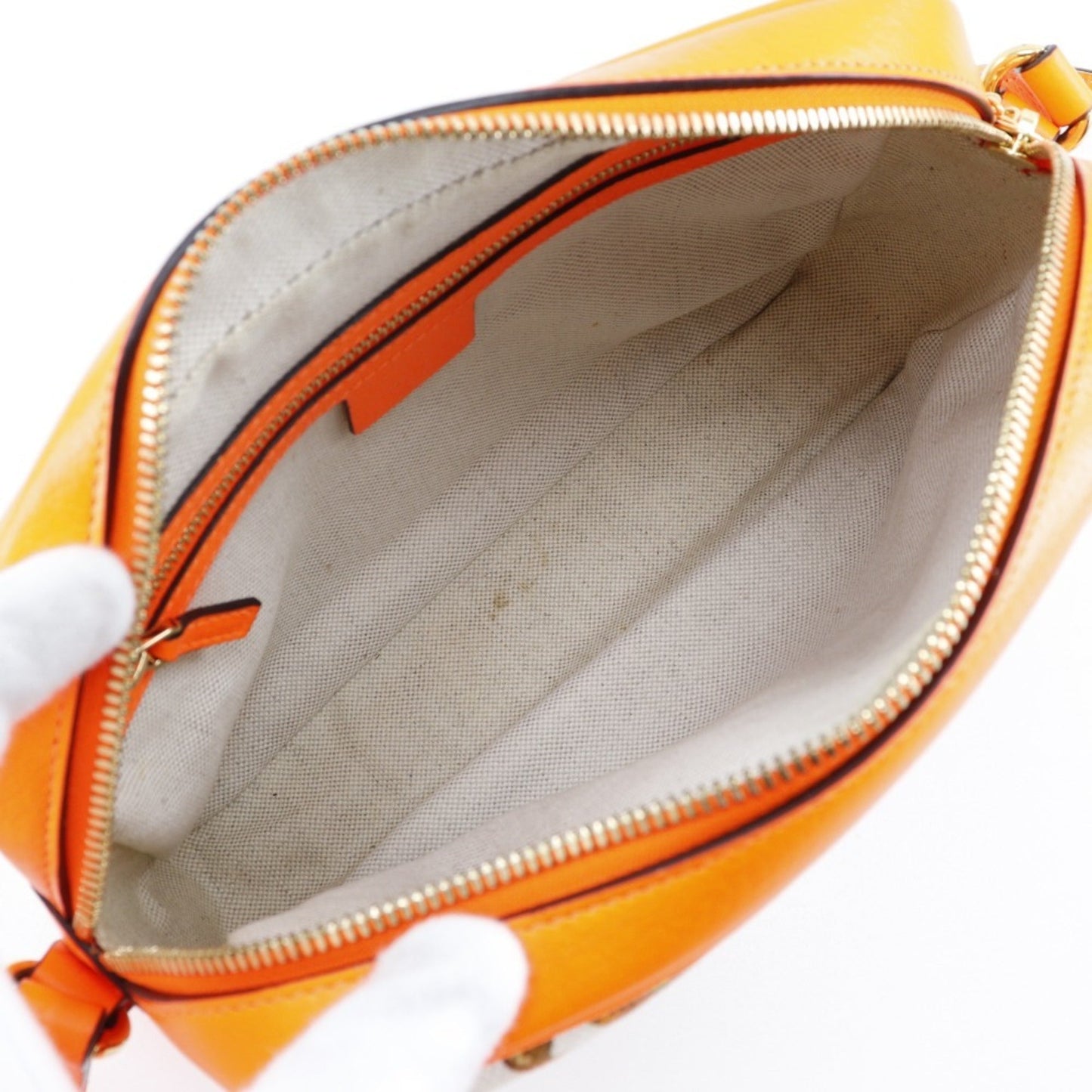 Gucci Orange Canvas Leather Shoulder Bag ( )