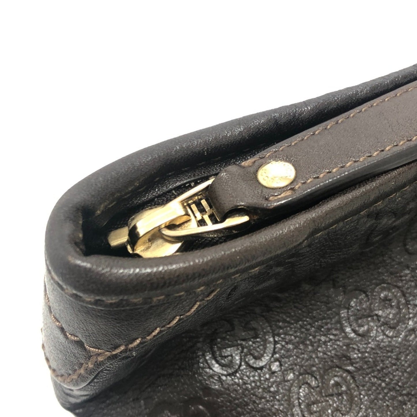 Gucci Brown Leather Handbag Tote Bag ( )