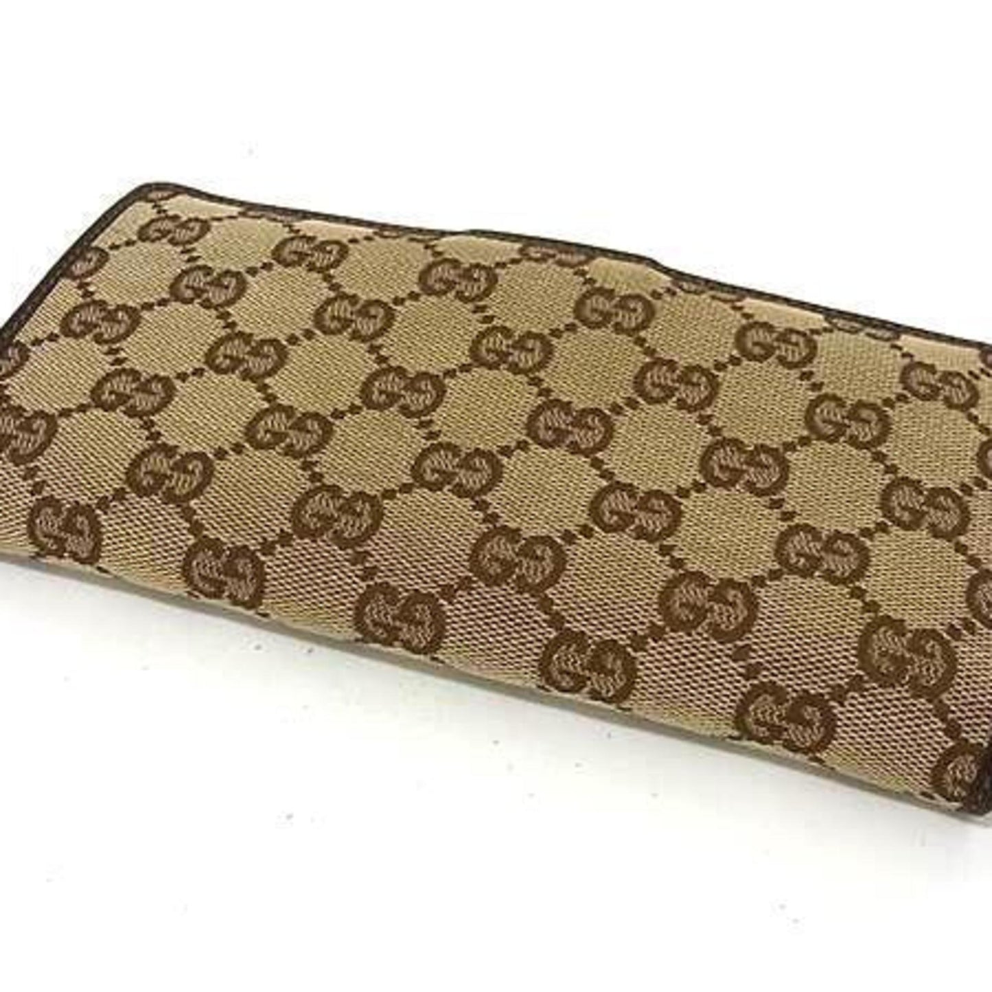 Gucci Brown Brown Gg Gg Canvas Leather Long Wallet (Bi-Fold) ( )