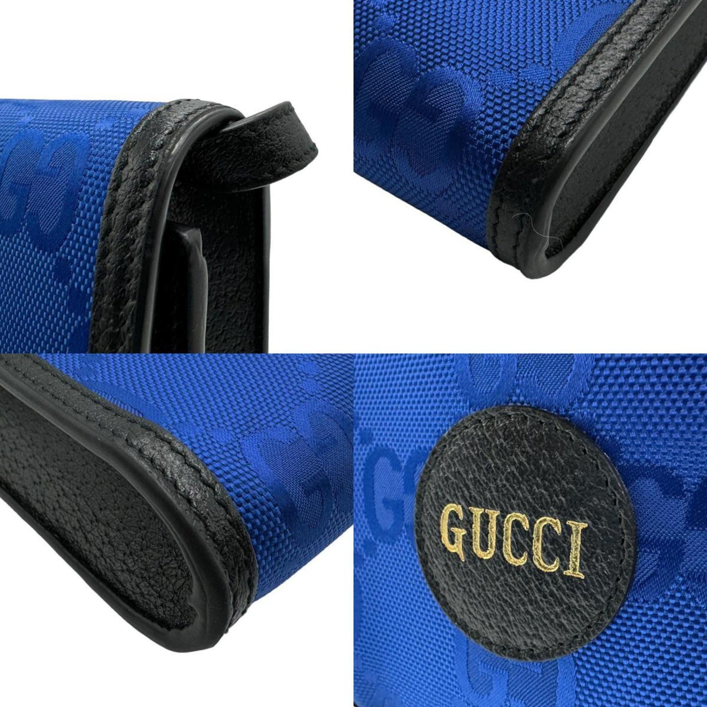 Gucci Black Blue Nylon Leather Shoulder Bag