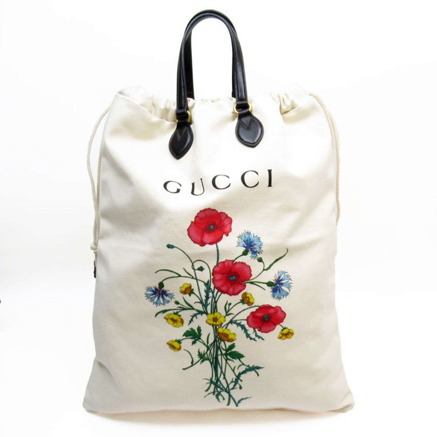 Gucci Black Ivory Canvas Leather Handbag Shoulder Bag Tote Bag