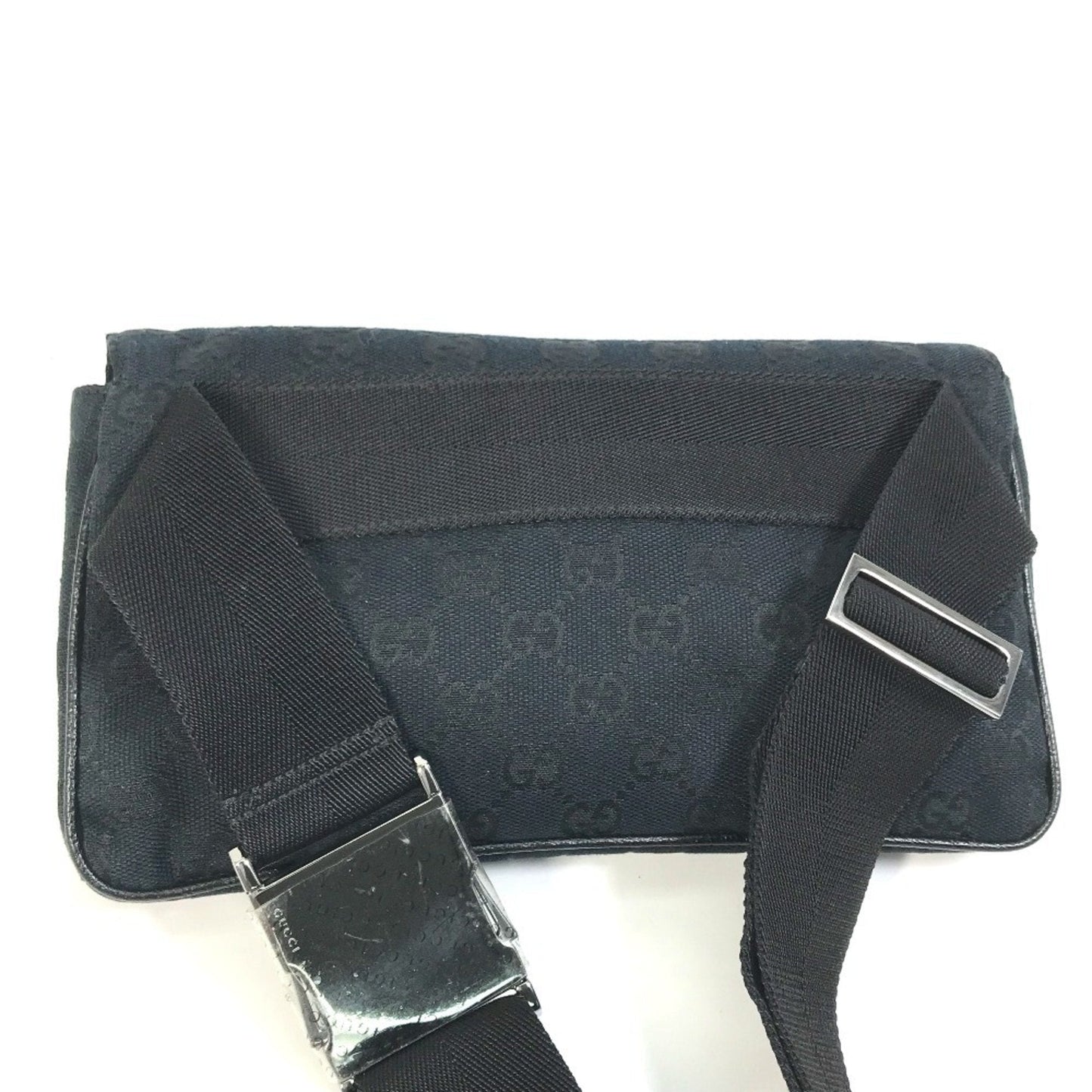 Gucci Black Gg Canvas Leather Fanny Pack ( )
