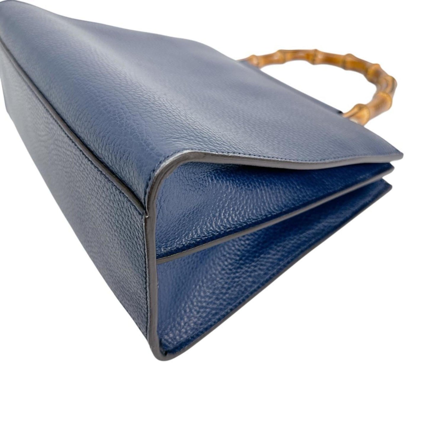 Gucci Blue Bamboo Leather Handbag ( )