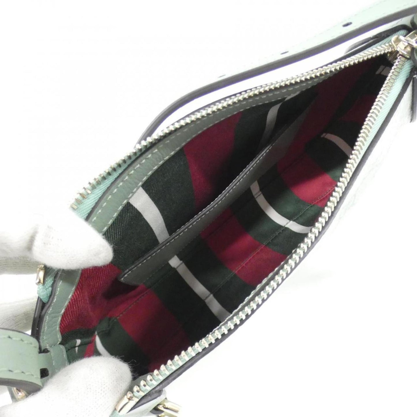 Gucci Green Light Green Coated Canvas Leather Shoulder Bag ( )