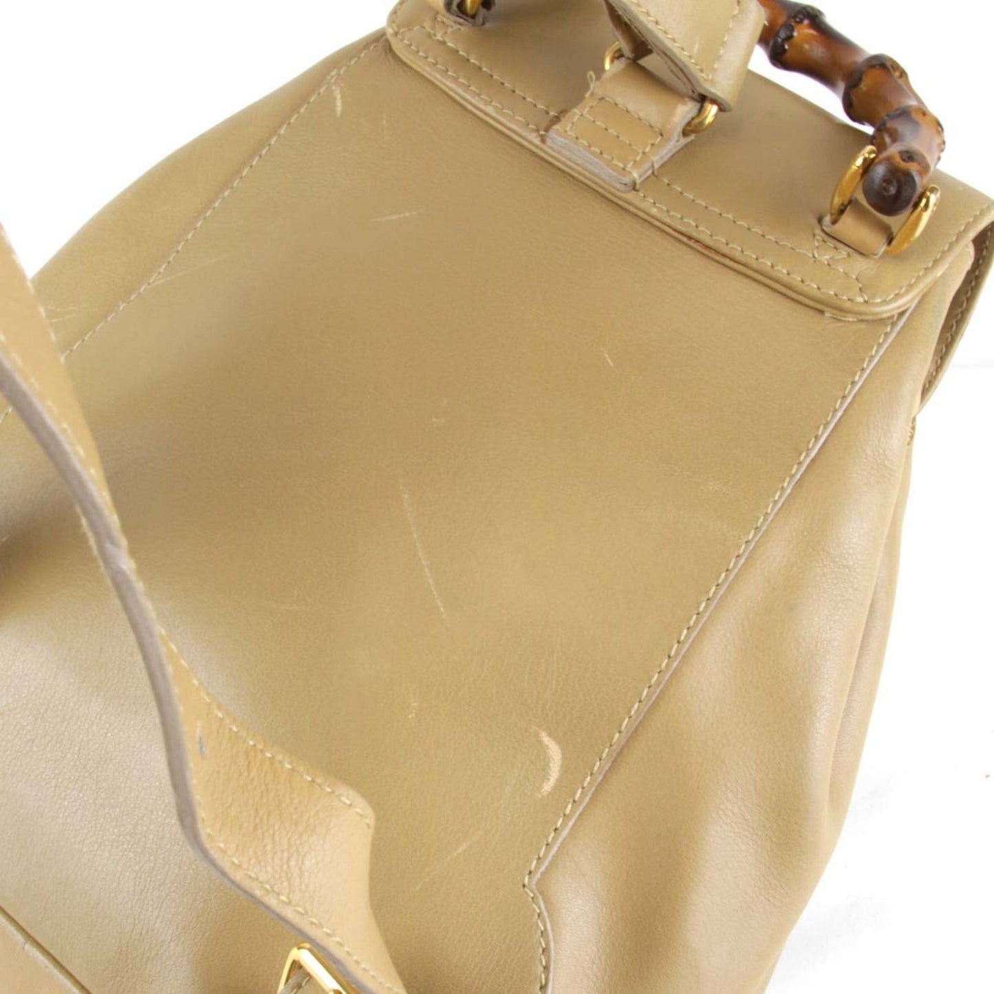 Gucci Bamboo Beige Leather Backpack ( )