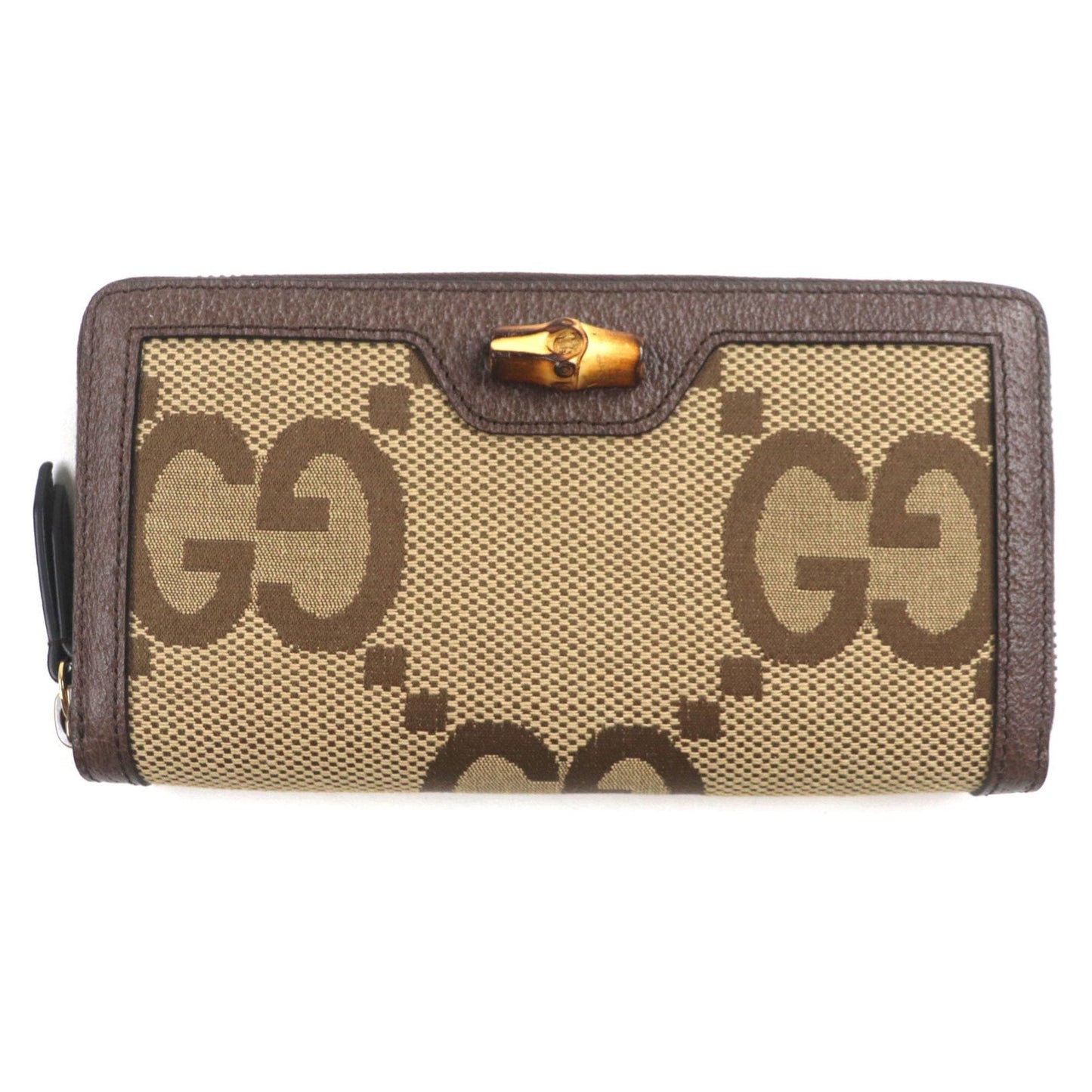 Gucci Bamboo Beige Brown Bamboo Gg Canvas Long Wallet (Bi-Fold) ( )