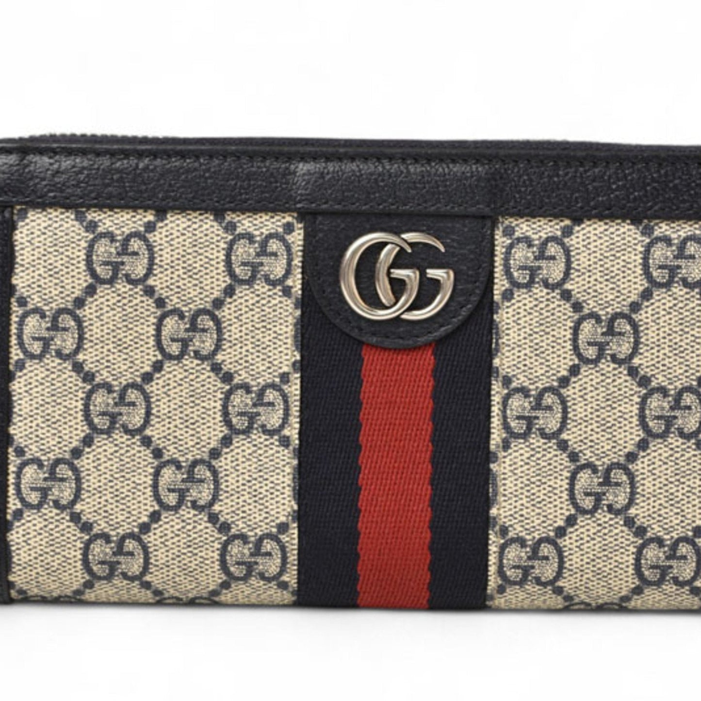 Gucci Beige Navy Coated Canvas Long Wallet (Bi-Fold) ( )