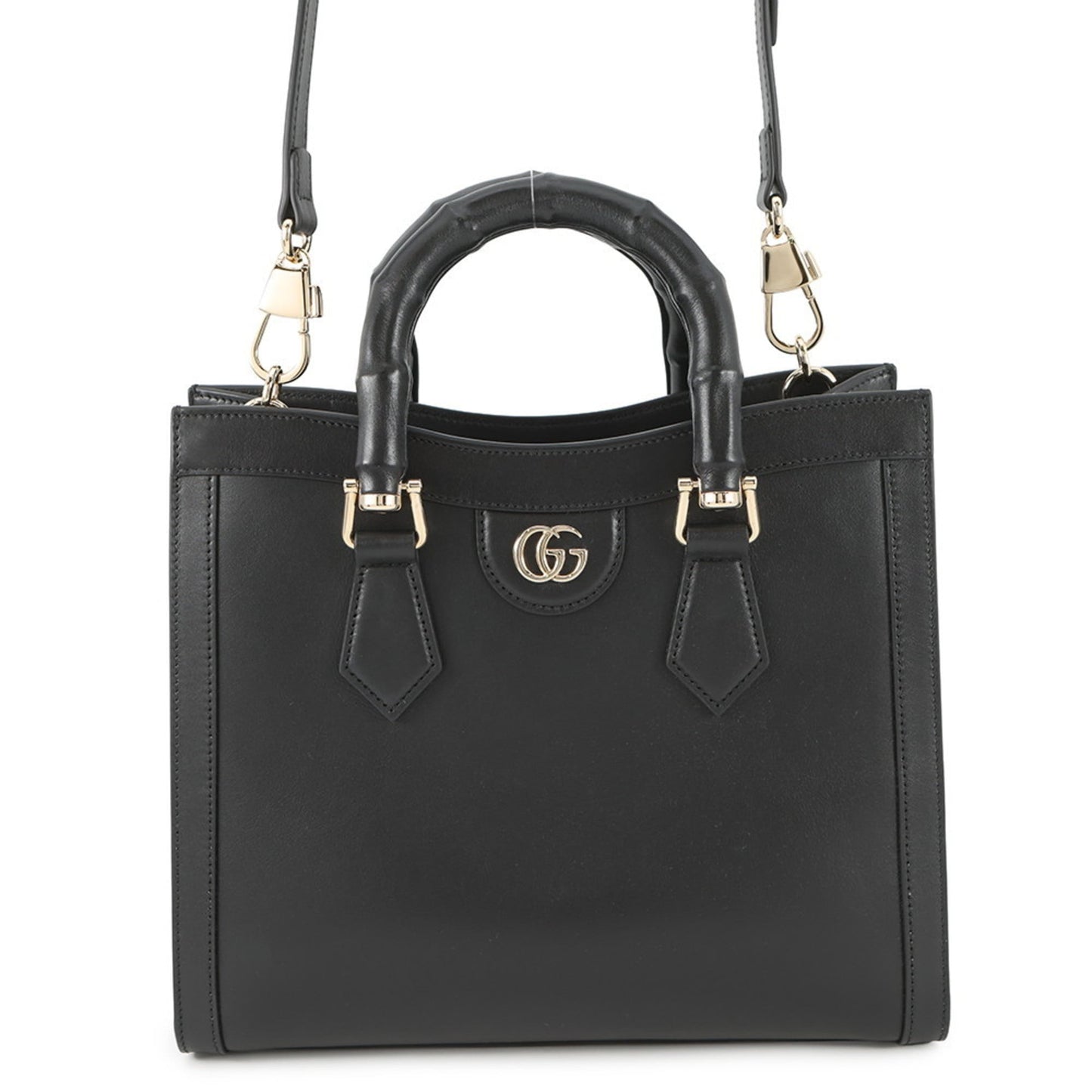 Gucci Black Leather Handbag Shoulder Bag Tote Bag ( )