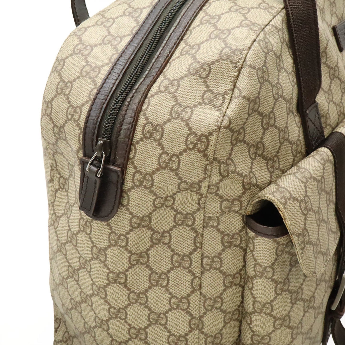 Gucci Beige Dark Brown Pvc Leather Boston Bag Tote Bag ( )