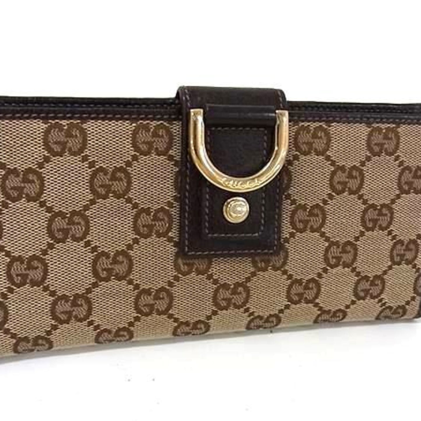 Gucci Brown Brown Gg Gg Canvas Leather Long Wallet (Bi-Fold) ( )