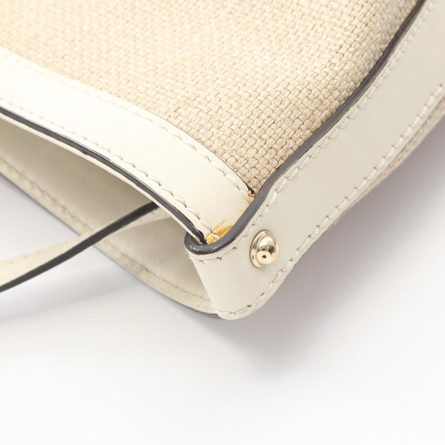 Gucci Beige Canvas Leather Tote Bag ( )