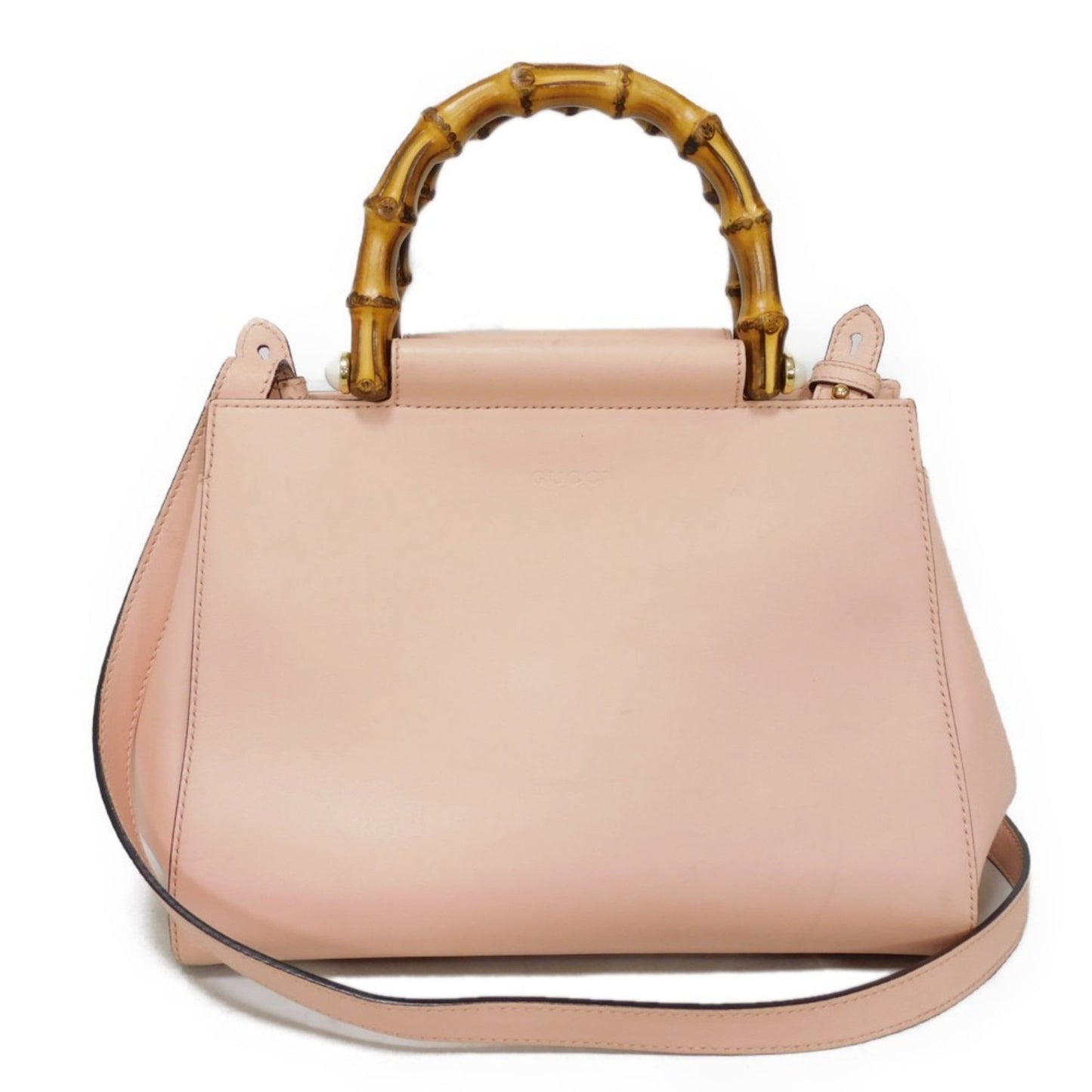 Gucci Light Pink Bamboo Leather Handbag