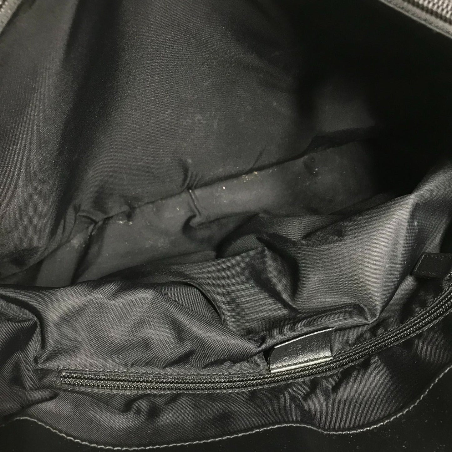 Gucci Black Nylon Leather Handbag Tote Bag ( )