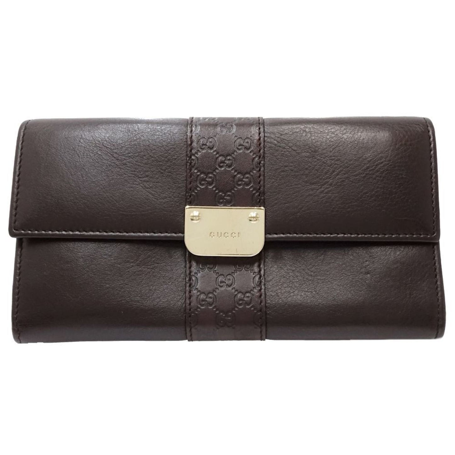 Gucci Dark Brown Leather Long Wallet (Bi-Fold) ( )