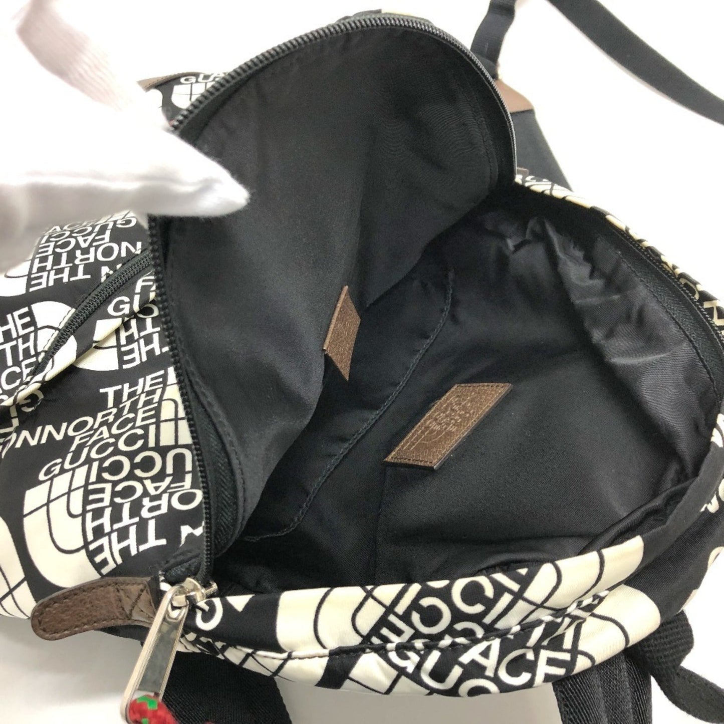 Gucci Black Brown White Nylon Leather Backpack ( )