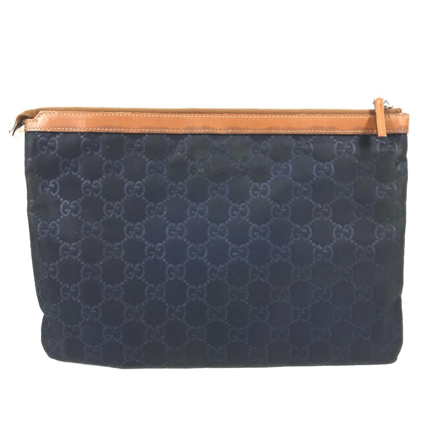 Gucci Navy Leather Nylon Clutch Bag ( )
