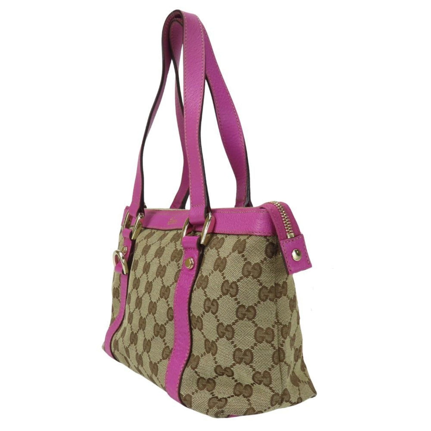 Gucci Gg Canvas Beige Purple Gg Canvas Leather Handbag ( )