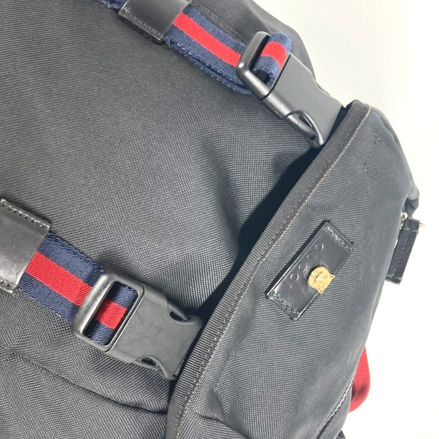 Gucci Sherry Line Black Nylon Canvas Backpack ( )