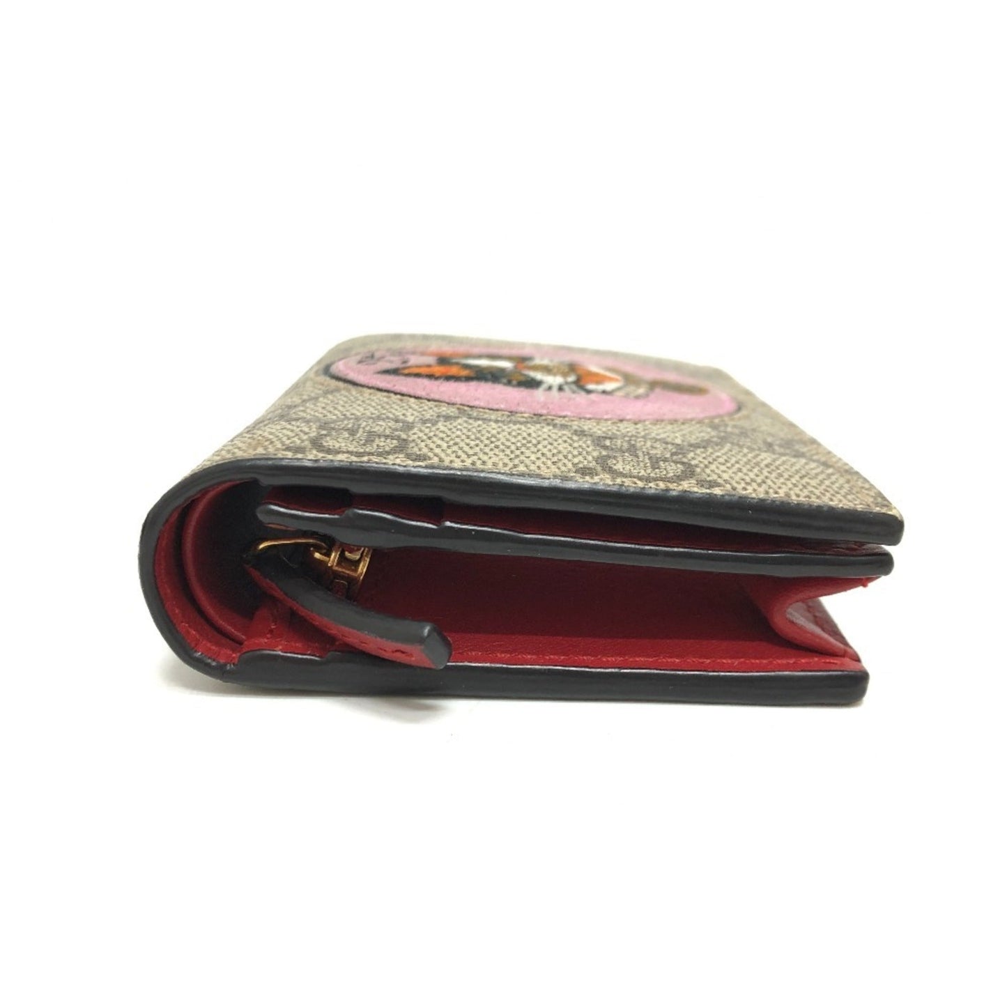 Gucci Beige Red Color Gg Supreme Canvas Wallet (Bi-Fold) ( )