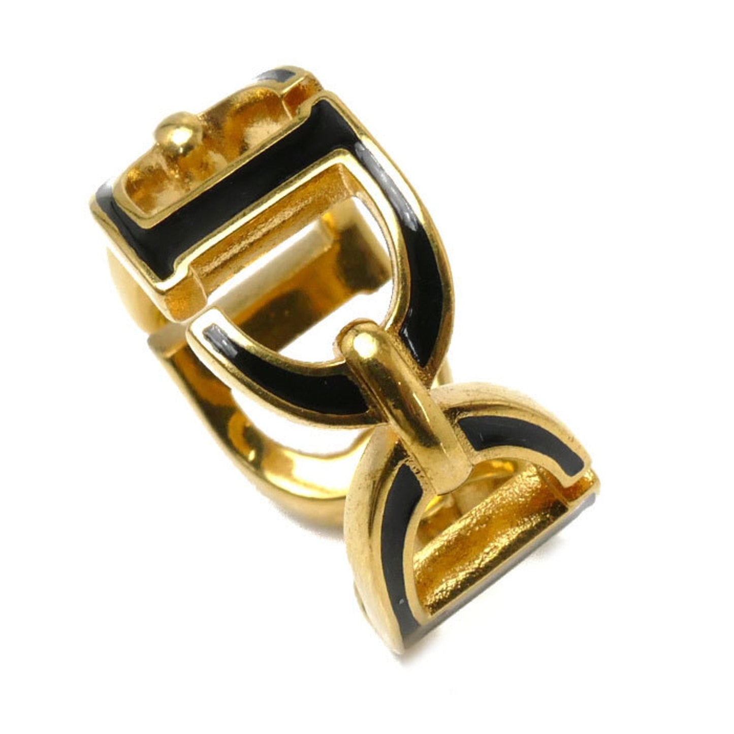 Christian Dior Gold Black Lacquer Metal Band Ring ()