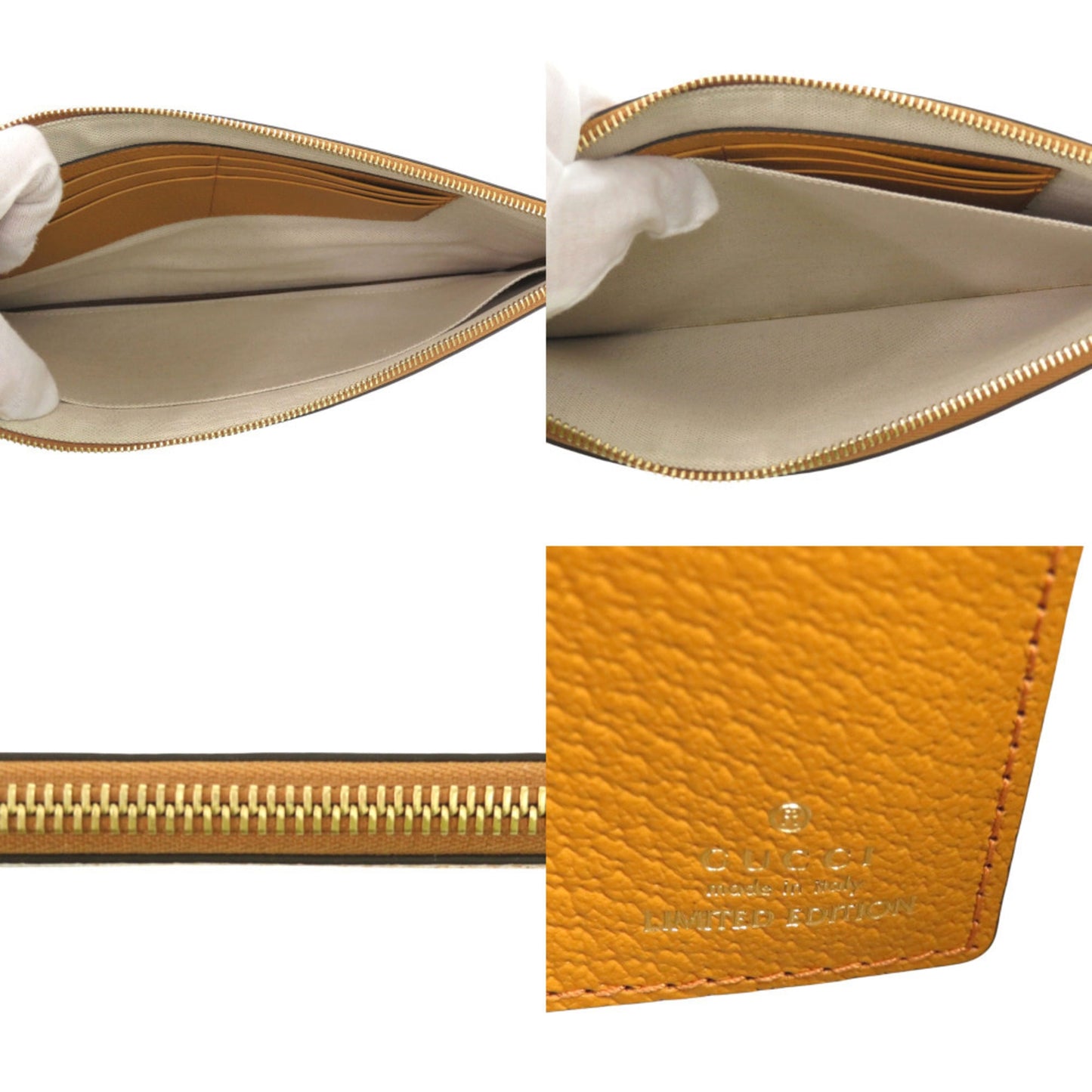 Gucci Beige Yellow Gg Supreme Canvas Leather Clutch Bag ( )