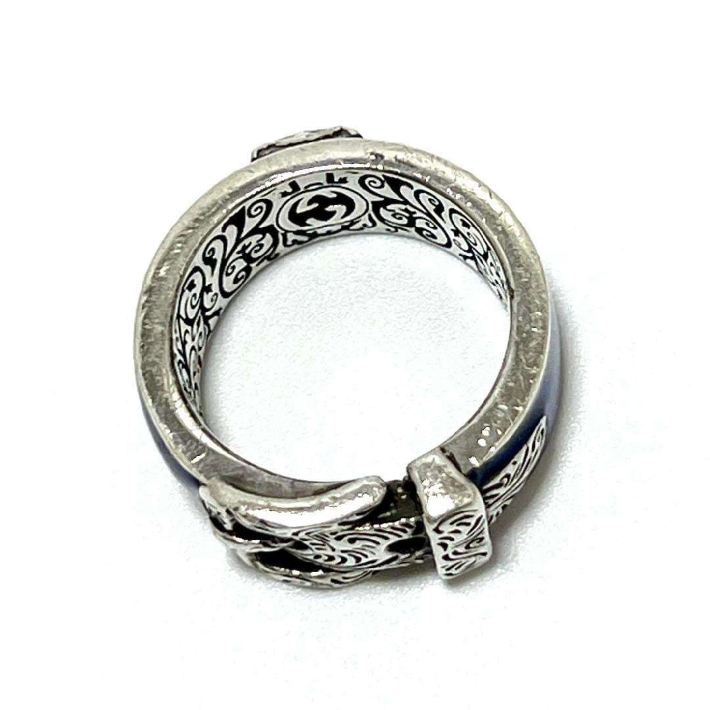 Gucci Blue Enamel Silver 925 Band Ring ( )
