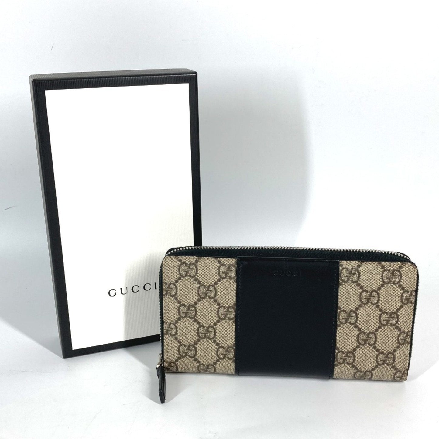 Gucci Beige Black Pvc Leather Long Wallet (Bi-Fold) ( )