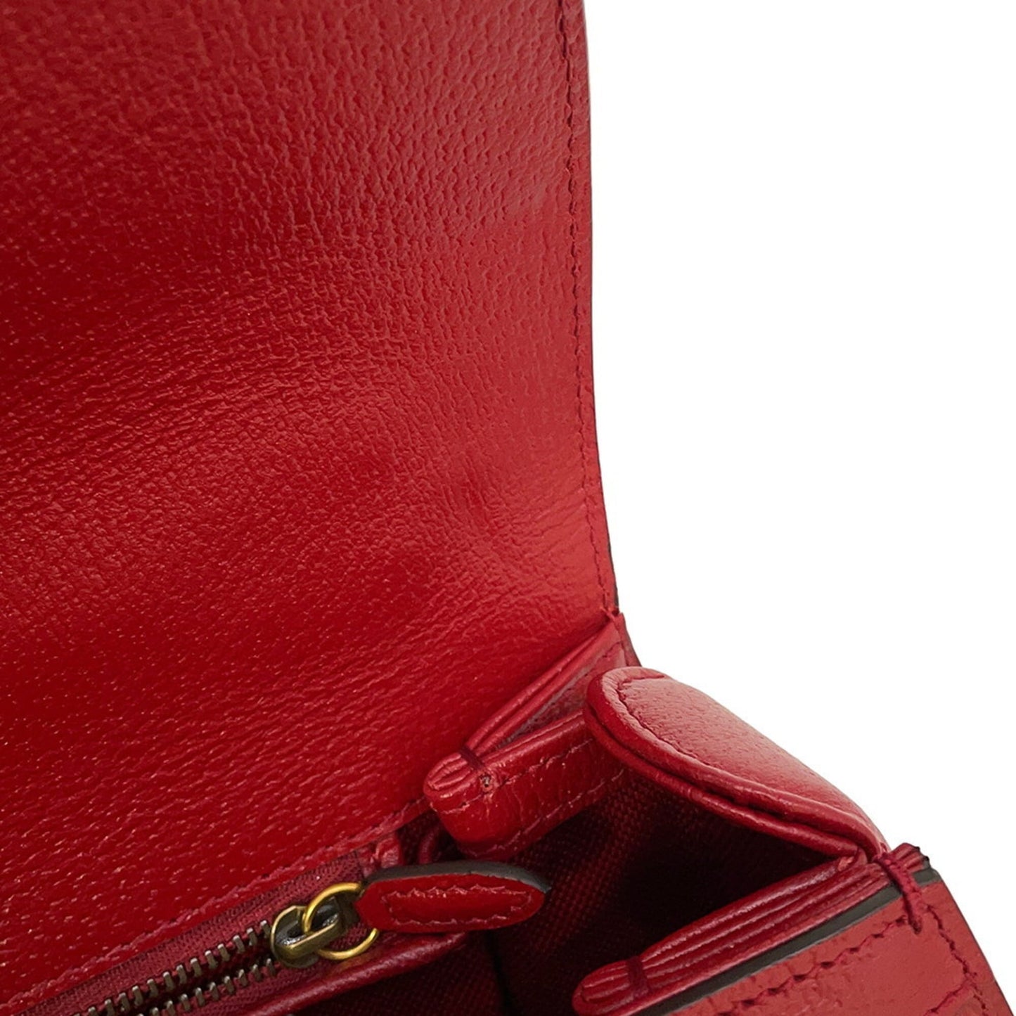Gucci Ivory Red Color Leather Canvas Handbag ( )