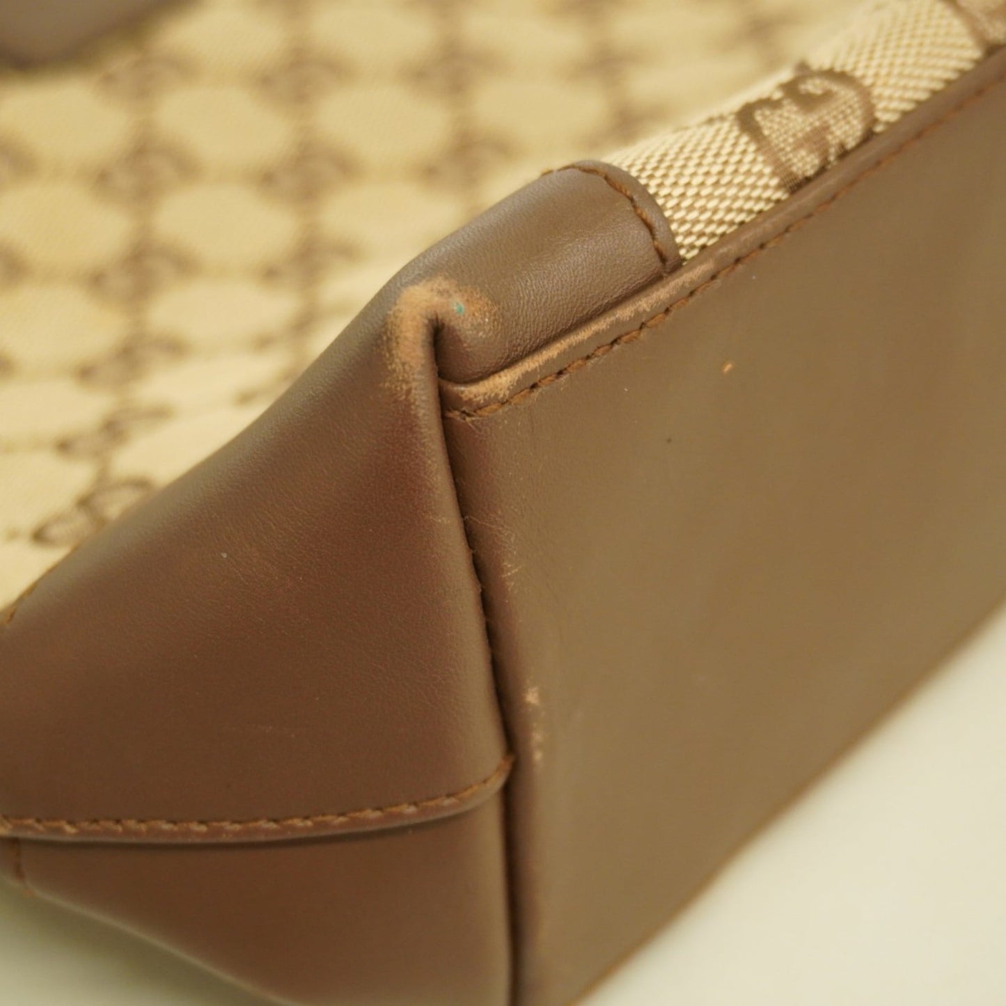 Gucci Beige Brown Canvas Tote Bag ( )