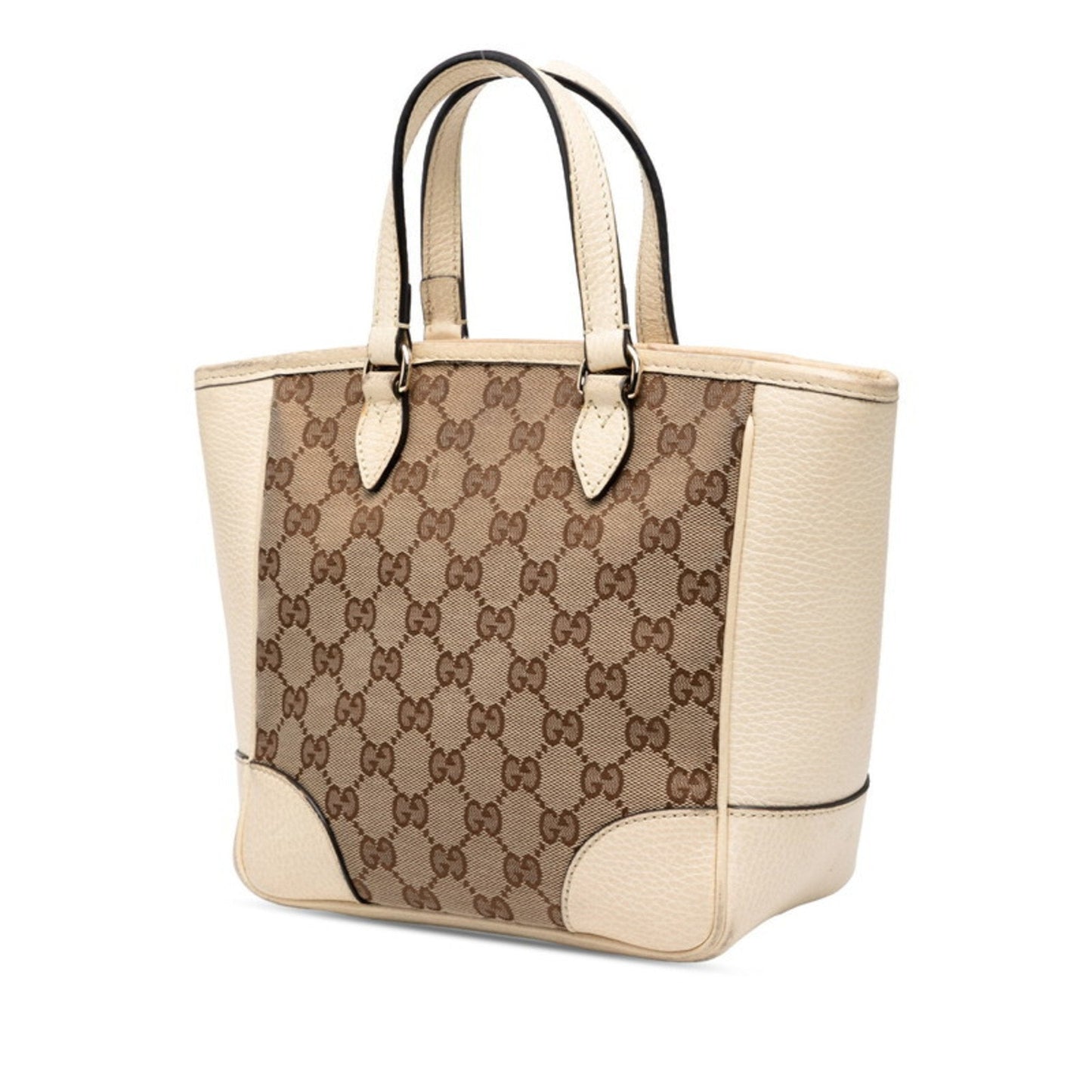 Gucci Beige Ivory Canvas Leather Handbag Shoulder Bag ( )