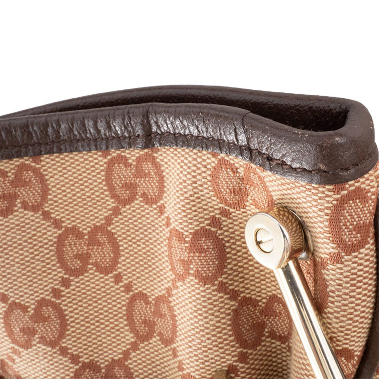Gucci Beige Brown Gg Canvas Leather Shoulder Bag ( )