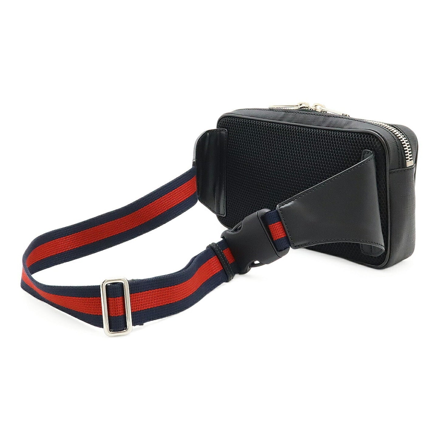 Gucci Black Dark Gray Navy Pvc Leather Fanny Pack ( )