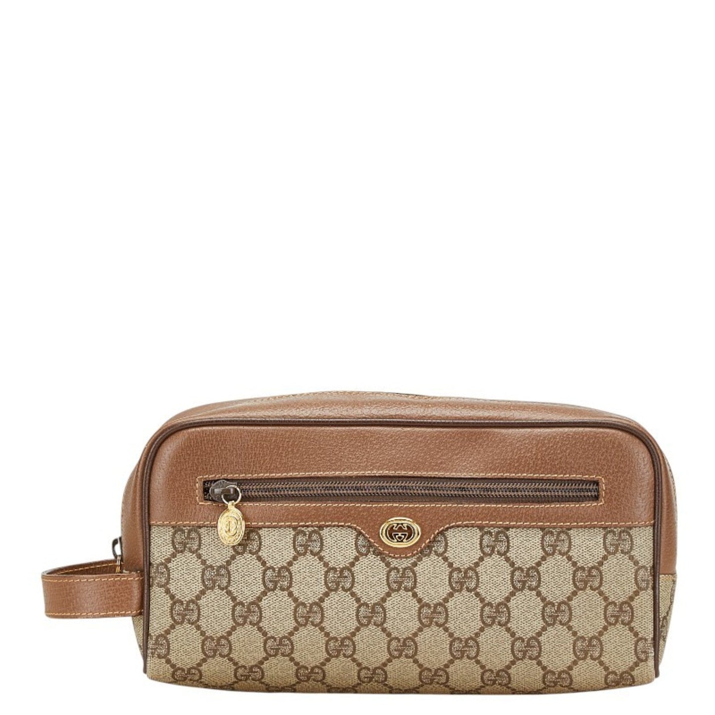 Gucci Beige Brown Pvc Leather Clutch Bag Pouch ( )