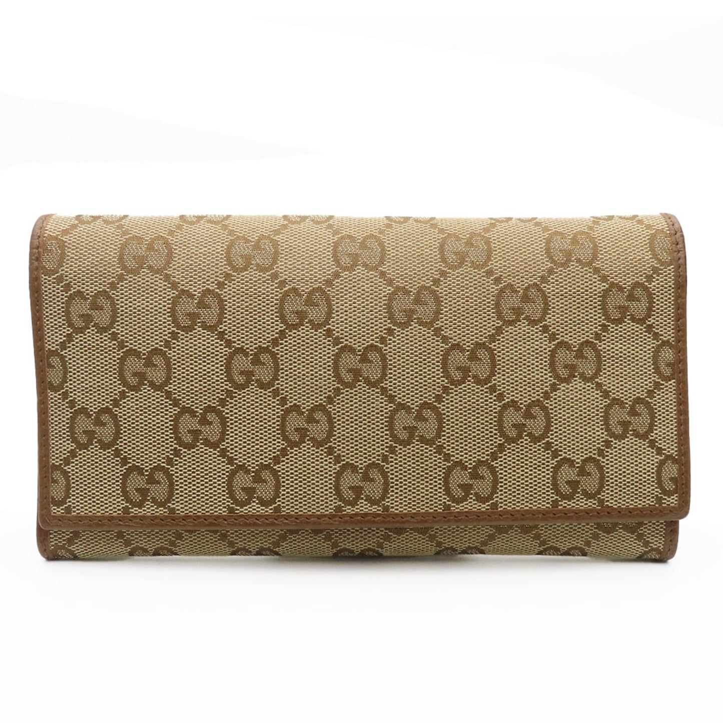 Gucci Brown Gg Canvas Leather Long Wallet (Bi-Fold) ( )