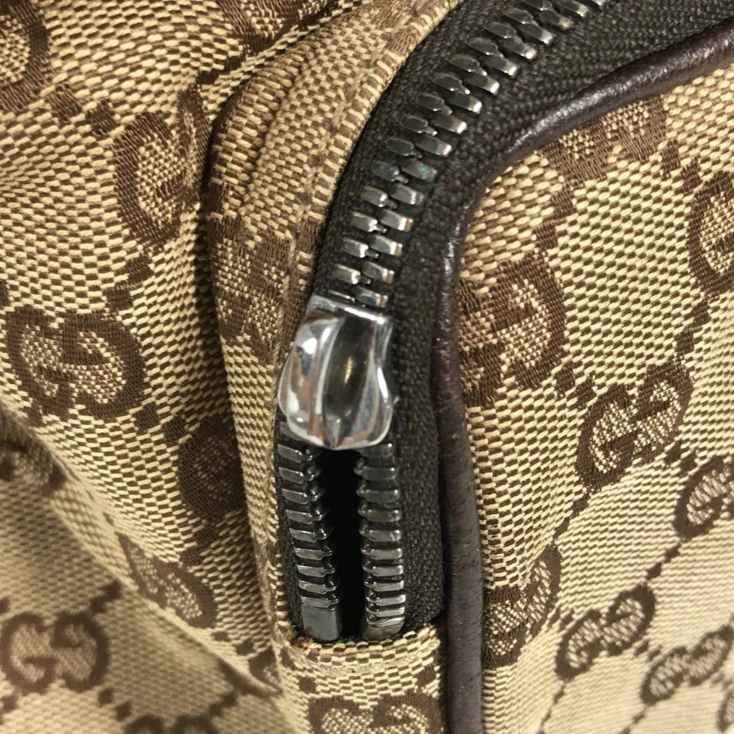 Gucci Beige Dark Brown Gg Canvas Backpack ( )