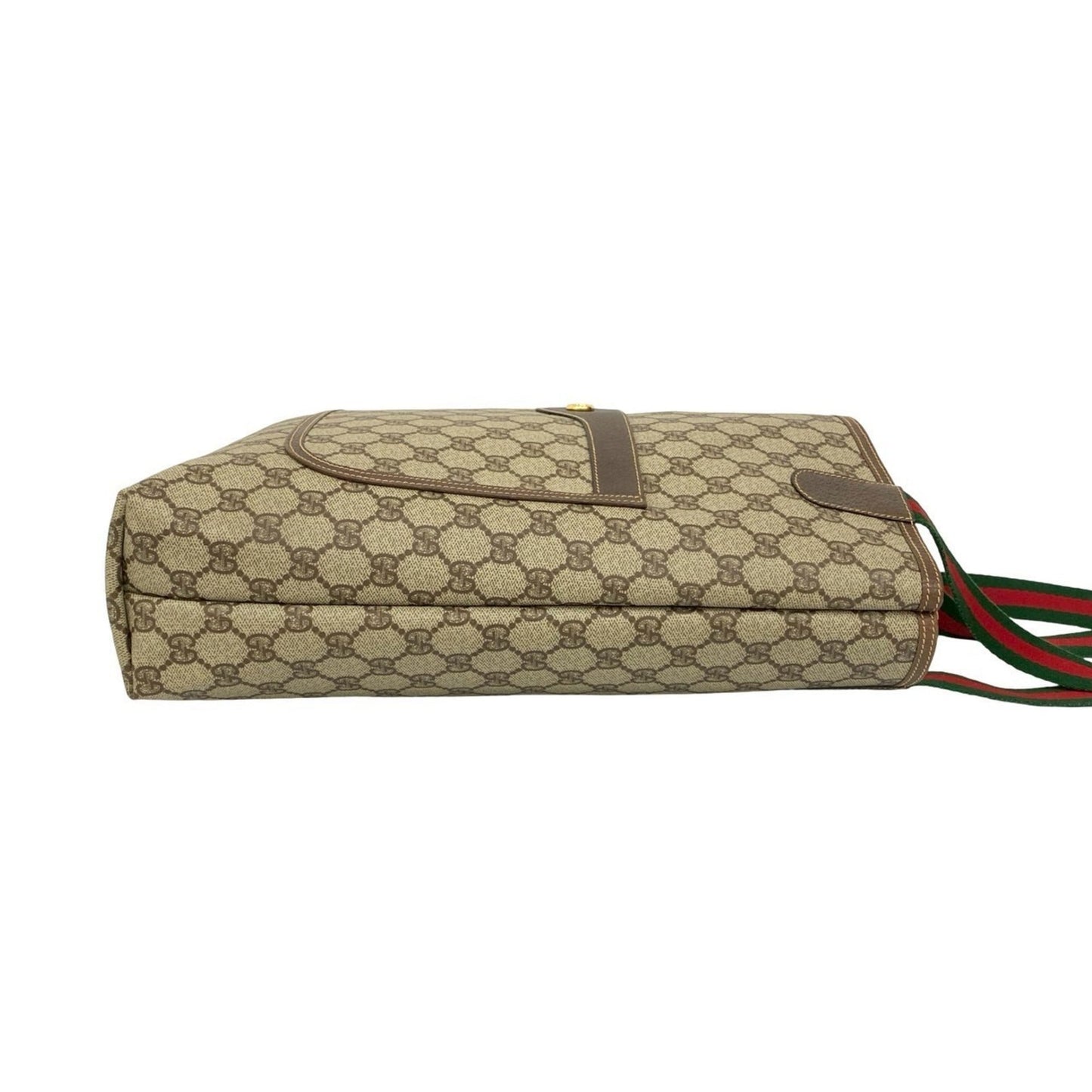 Gucci Brown Green Red Color Leather Pvc Handbag Tote Bag ( )