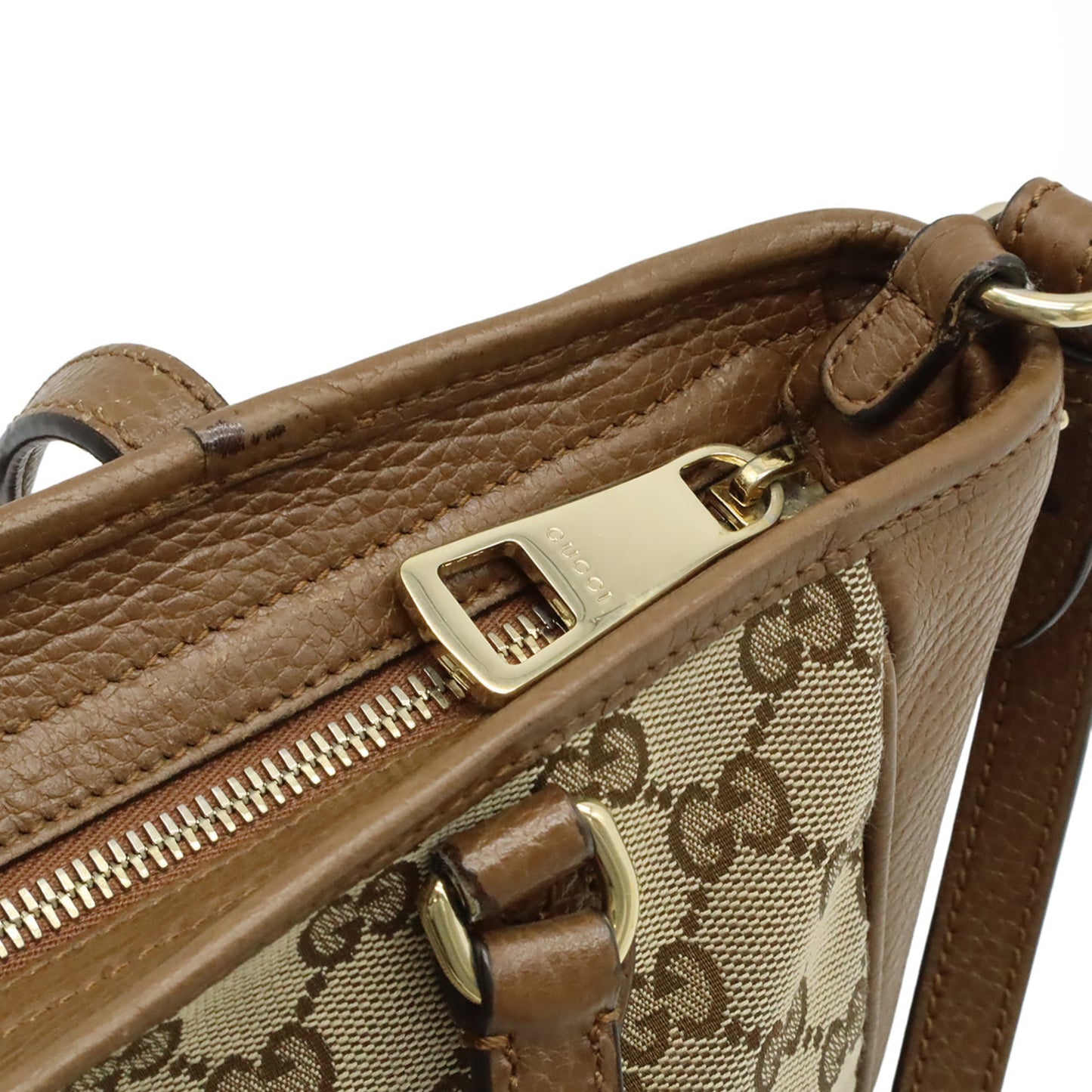 Gucci Beige Beige Brown Brown Gg Canvas Leather Handbag Shoulder Bag ( )