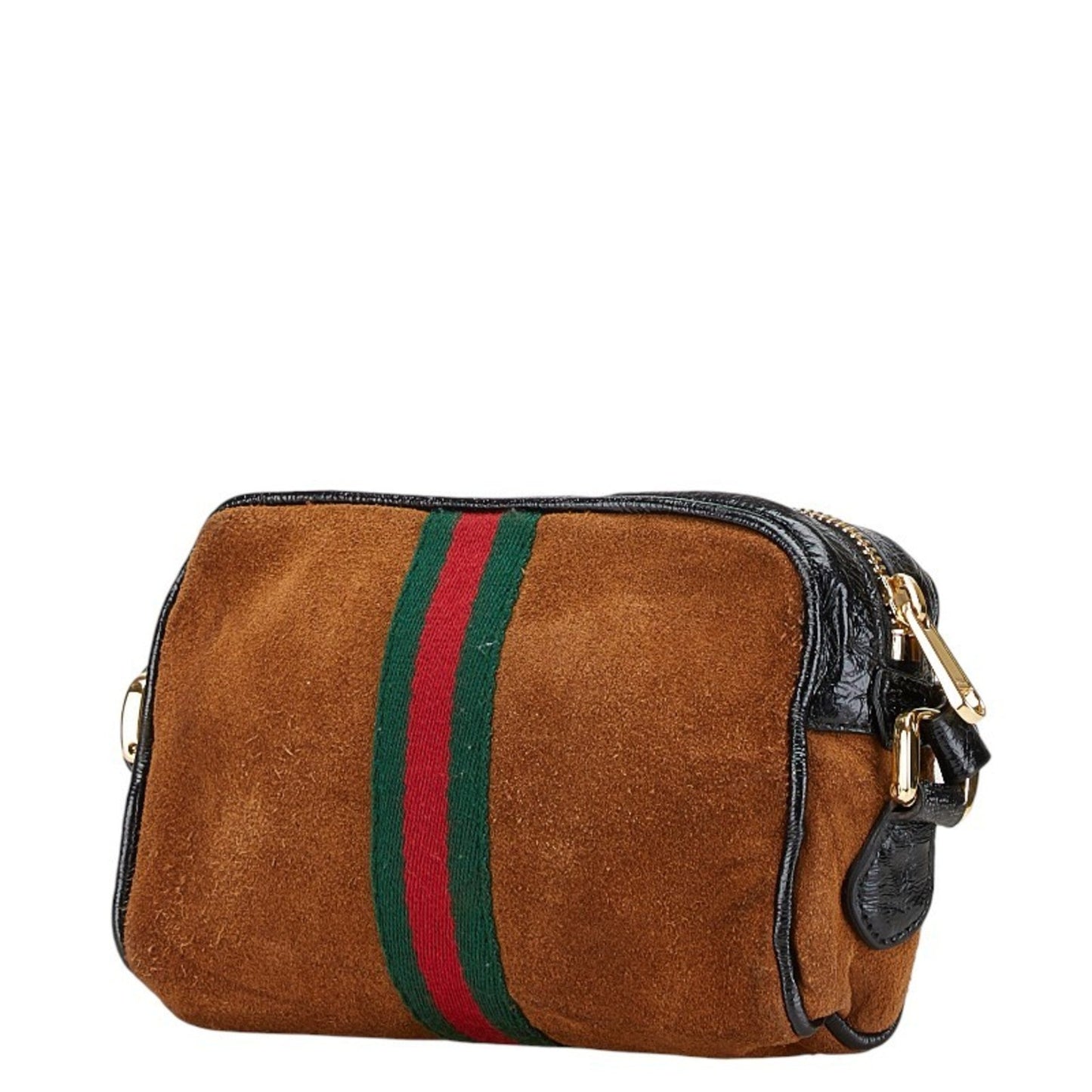 Gucci Black Brown Suede Leather Shoulder Bag ( )