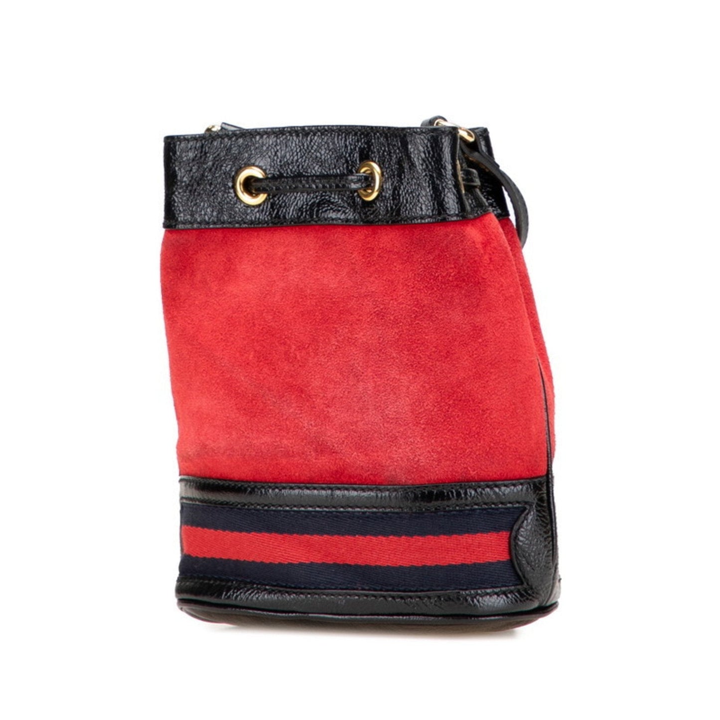 Gucci Black Red Color Suede Leather Shoulder Bag ( )