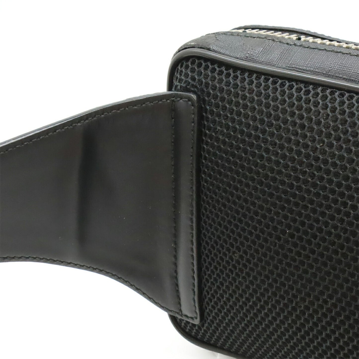 Gucci Black Dark Gray Navy Red Color Pvc Leather Fanny Pack ( )