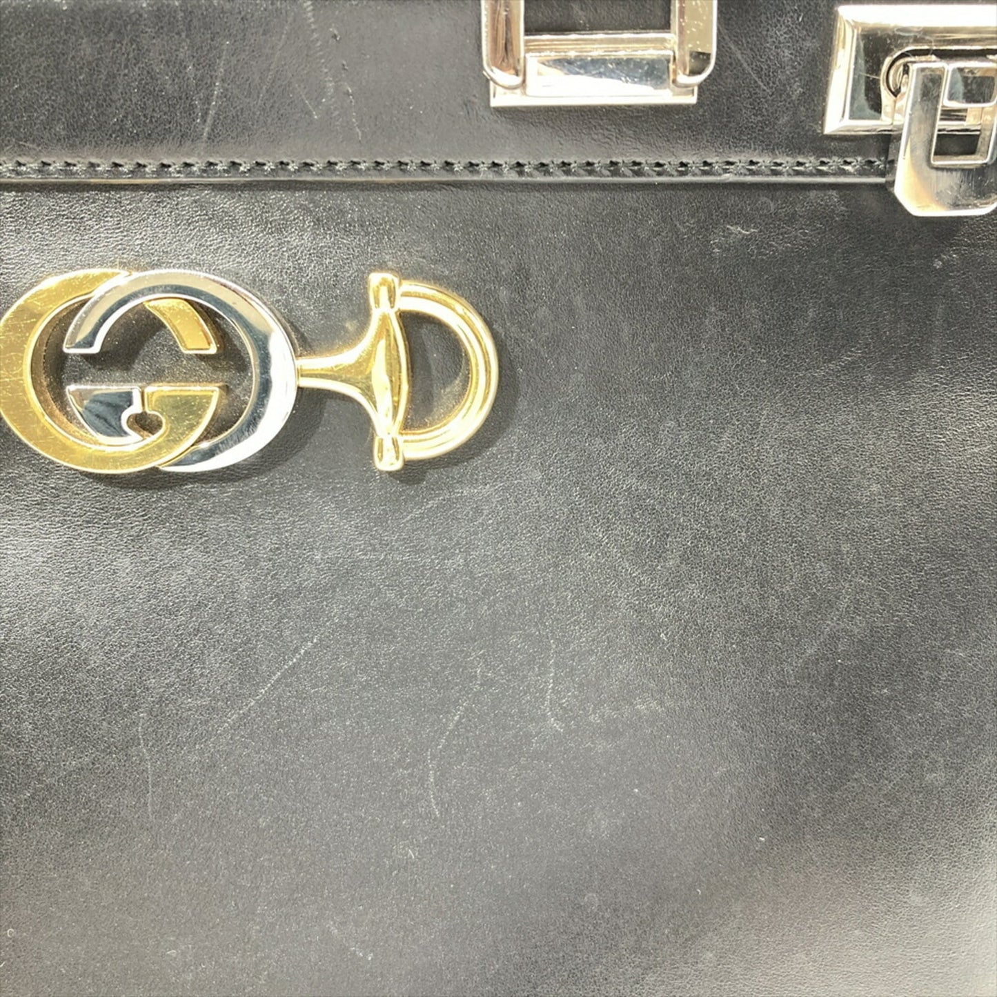 Gucci Horsebit Black Leather Handbag ( )