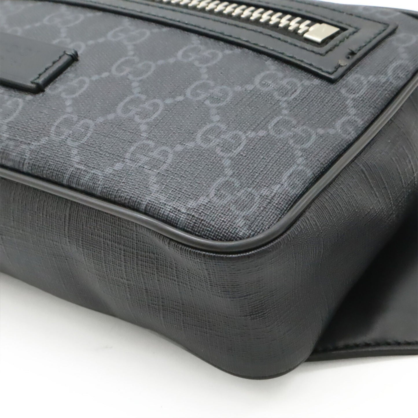 Gucci Black Dark Gray Navy Red Color Pvc Leather Fanny Pack ( )