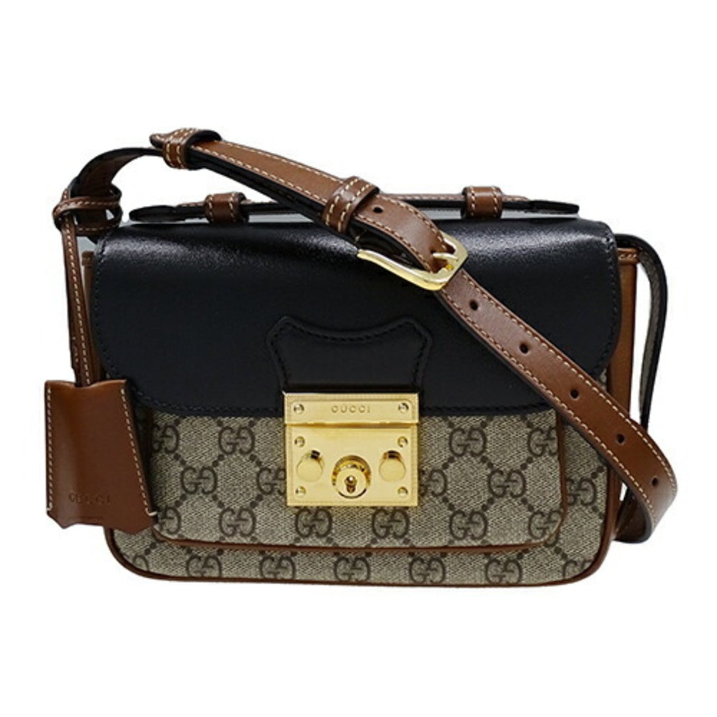 Gucci Padlock Black Brown Canvas Gg Supreme Handbag Shoulder Bag