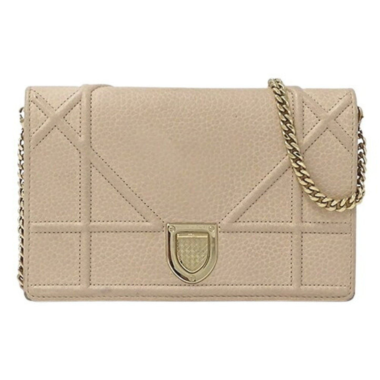 Christian Dior Pink Beige Leather Clutch Bag Shoulder Bag ()