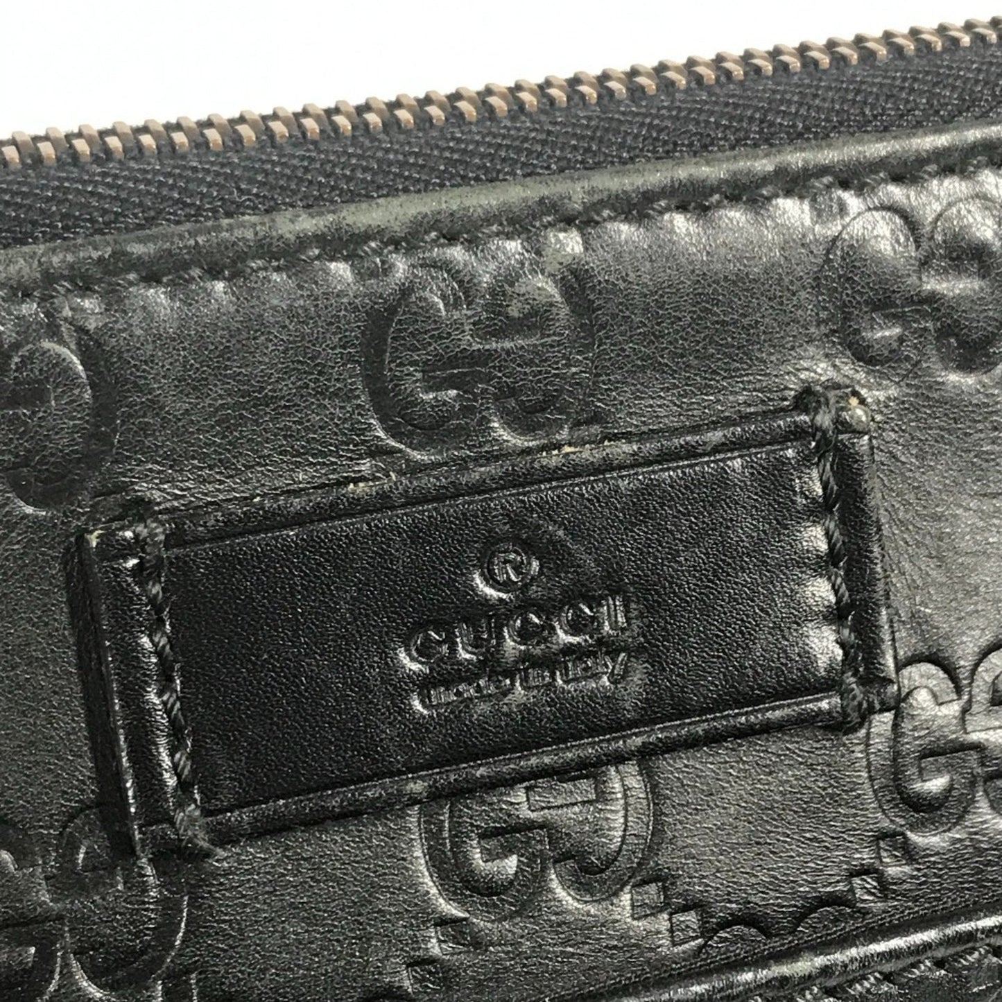 Gucci Black Gg Leather Briefcase Handbag Tote Bag ( )