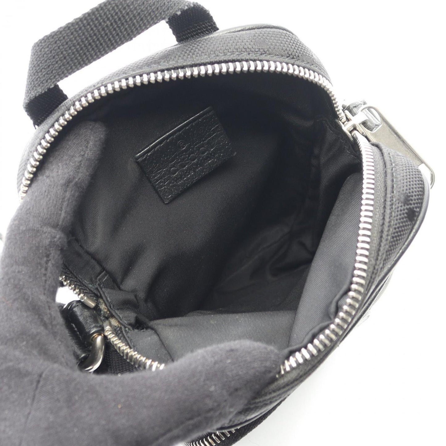 Gucci Black Leather Nylon Canvas Shoulder Bag ( )