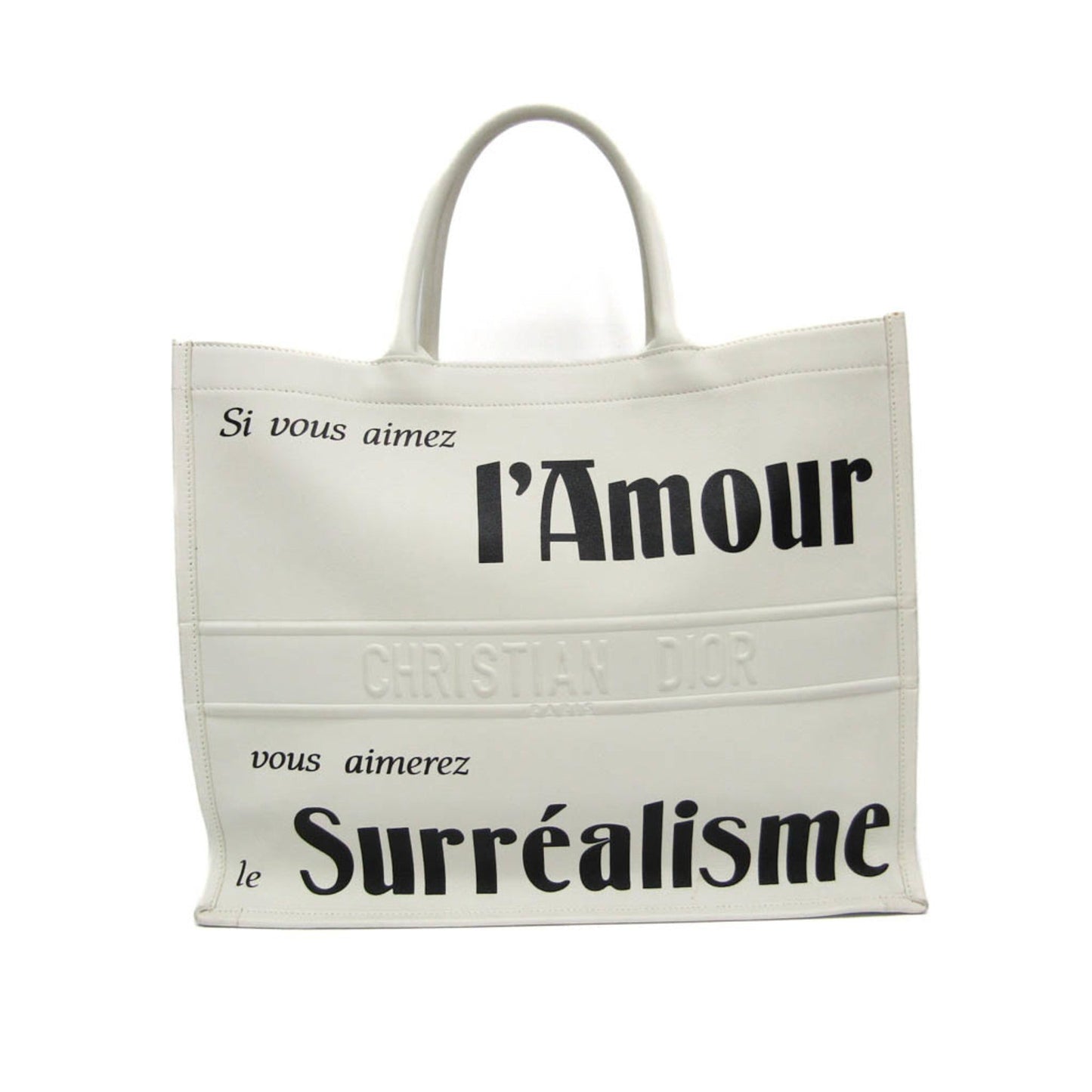 Christian Dior Black White Leather Tote Bag ()