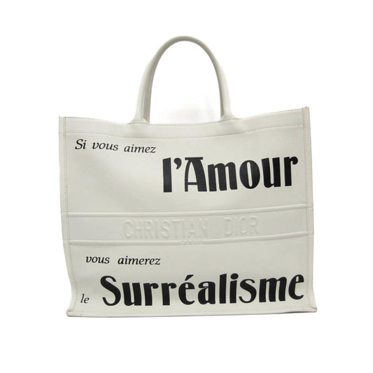 Christian Dior Black White Leather Tote Bag ()