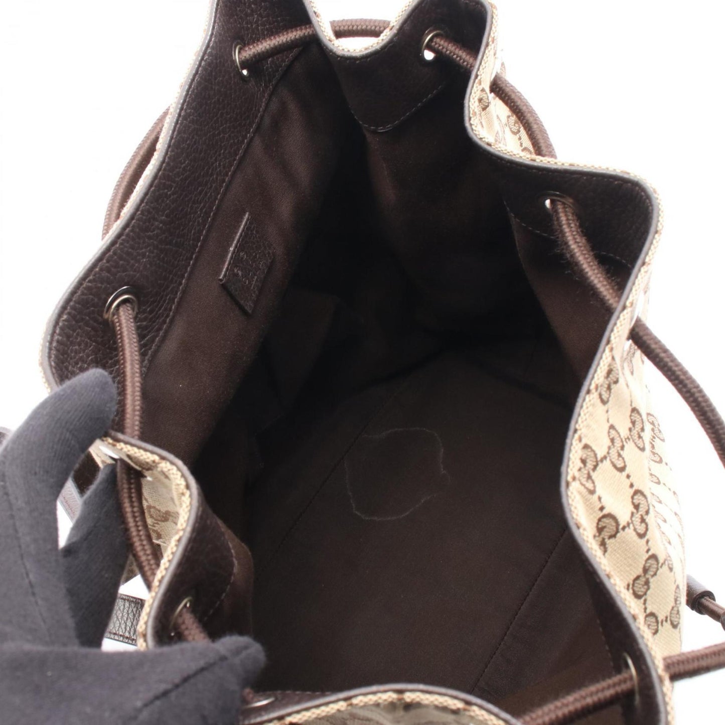 Gucci Beige Brown Gg Canvas Leather Backpack ( )
