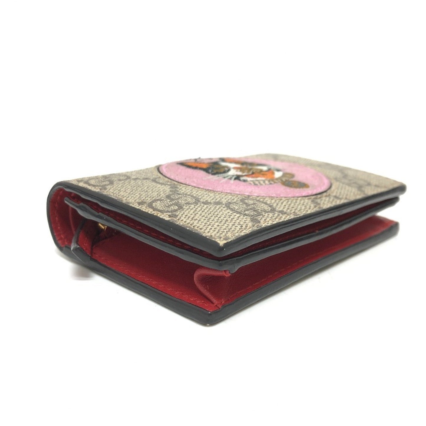 Gucci Beige Red Color Gg Supreme Canvas Wallet (Bi-Fold) ( )